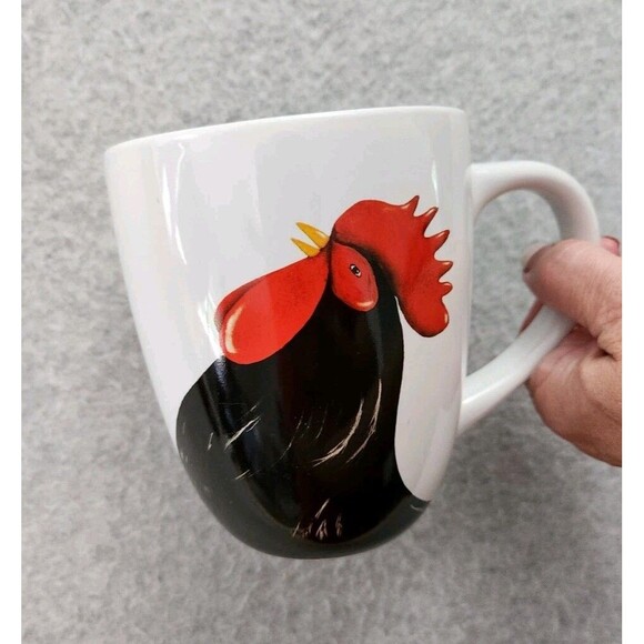 Rise‎ And Shine! Mary-Lake Thompson Coffee Mug Chicken Black Rooster Crowing Cup - Picture 2 of 10